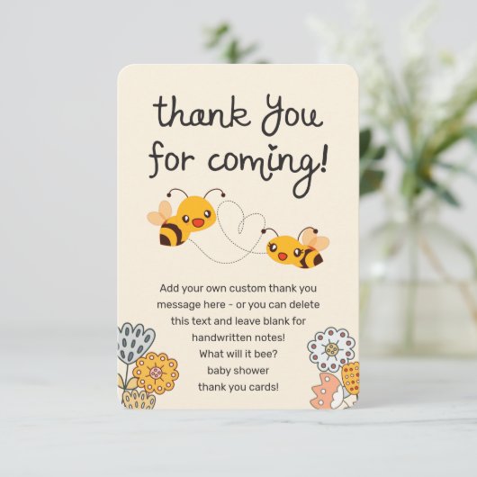 Schattige Wat zal het zijn Gender Reveal Baby show Bedankkaart (Staand voorkant)