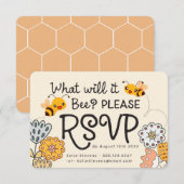 Schattige Wat zal het zijn Gender Reveal Baby show RSVP Kaartje (Voorkant / Achterkant)