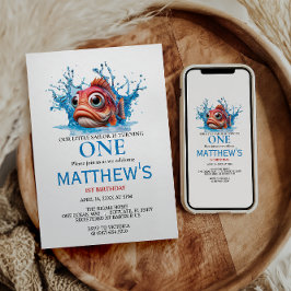 Schattige Water Blauwe Vis 1e verjaardag Kaart