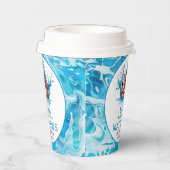 Schattige Water Blauwe Vis 1e verjaardag Papieren Bekers (Rechts)