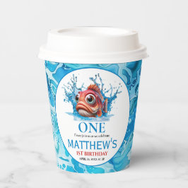 Schattige Water Blauwe Vis 1e verjaardag Papieren Bekers