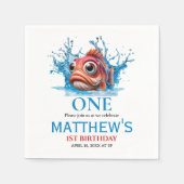 Schattige Water Blauwe Vis 1e verjaardag Servet (Voorkant)