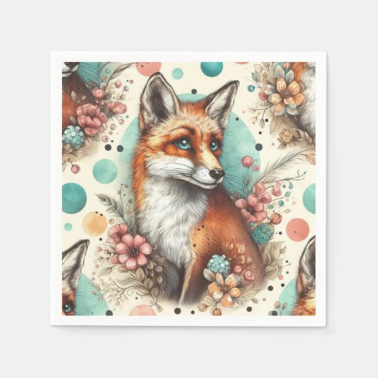 Schattige Watercolo Fox Schilderen Servet (Voorkant)