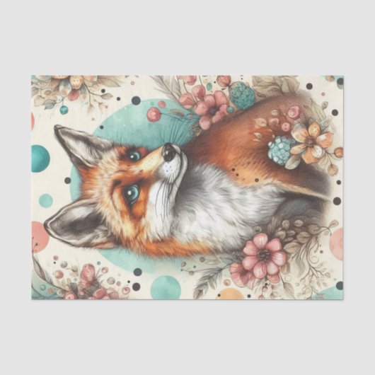 Schattige Watercolo Fox Schilderen Tissuepapier (Voorkant)