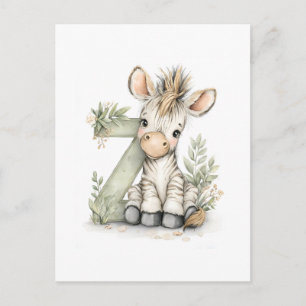 Schattige Watercolor Baby Dieren Alfabet Zebra Briefkaart