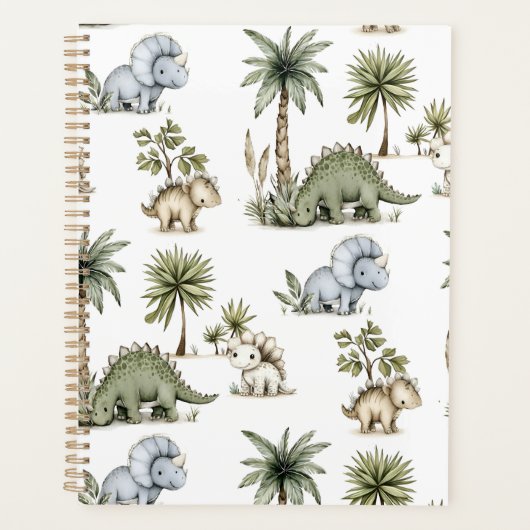 Schattige Watercolor Baby Dinosaurussen Planner (Voorkant)