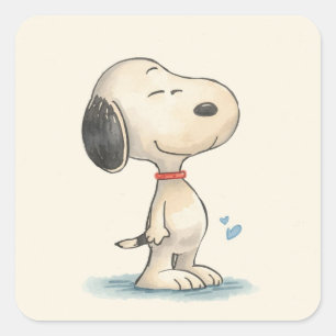 Schattige Watercolor Beagle Hond Illustratie Vierkante Sticker
