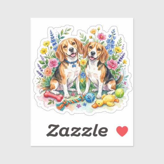 Schattige Watercolor Beagles Sticker (Vel)