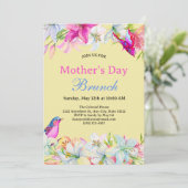 Schattige Watercolor Bloemige Gele Moederdag Brunc Kaart (Staand voorkant)