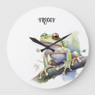 Schattige Watercolor Boomkikker, op maat Grote Klok