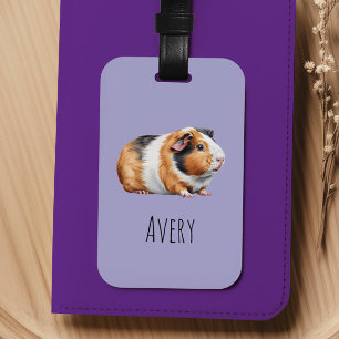 Schattige Watercolor Cavia Kinderen Bagagelabel
