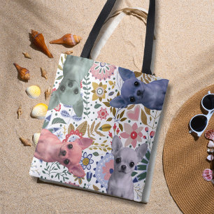 Schattige Watercolor Chihuahuas – Kleurrijke Honde Tote Bag