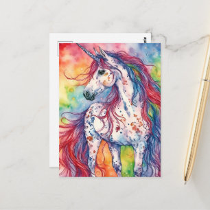 Schattige Watercolor Eenhoorn Briefkaart