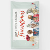 Schattige Watercolor Friendsmas Kerstvakantie Fees Spandoek (Verticaal)