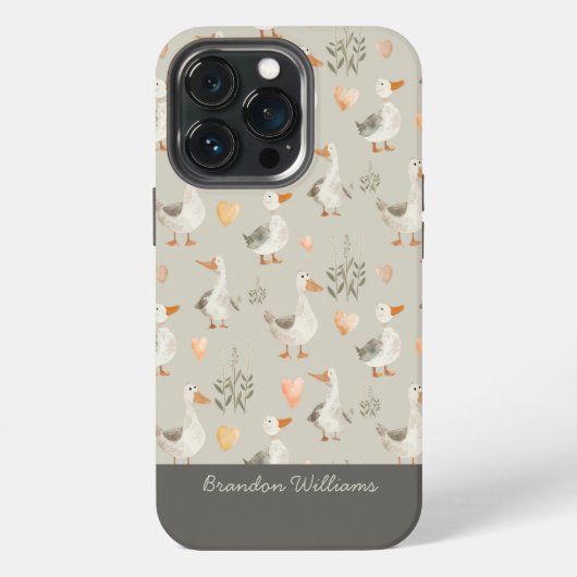 Schattige Watercolor Ganzen Whimsy iPhone Hoesje (Achterkant)