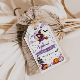 Schattige Watercolor Halloween Verjaardag Cadeaulabel