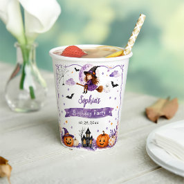 Schattige Watercolor Halloween Verjaardag Papieren Bekers