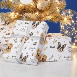 Schattige Watercolor Honden en Pootafdrukken Huisd Cadeaupapier