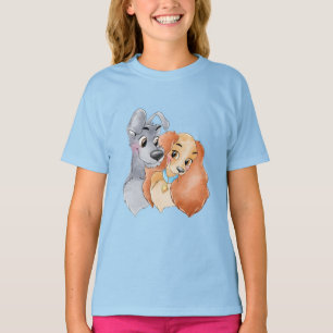 Schattige Watercolor Honden Paar Romantische Vinta T-shirt