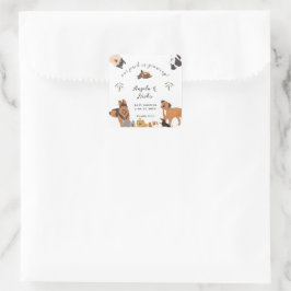 Schattige Watercolor Honden Salie Baby Shower Beda Vierkante Sticker