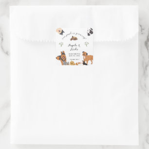 Schattige Watercolor Honden Salie Baby Shower Beda Vierkante Sticker