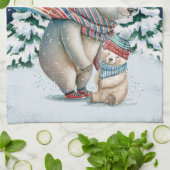 Schattige Watercolor Ijsberen Theedoek (Gevouwen)
