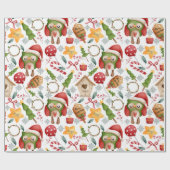 Schattige Watercolor Kerst Uilen  Cadeaupapier (Vlak)