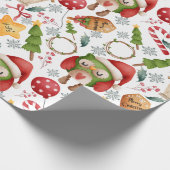 Schattige Watercolor Kerst Uilen  Cadeaupapier (Hoek)