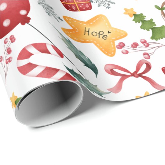 Schattige Watercolor Kerst Uilen  Cadeaupapier (Rol Hoek)