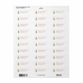 Schattige Watercolor Kerstboom Retouradres Etiket (Full Sheet)