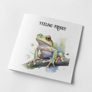 Schattige Watercolor Kikker, op maat Feestdagenkaart