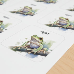 Schattige Watercolor Kikker, op maat Vierkante Sticker