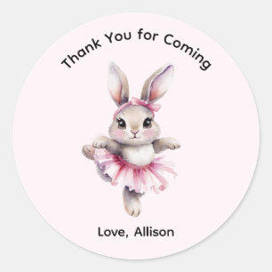 Schattige Watercolor Konijn Ballerina Verjaardag Ronde Sticker