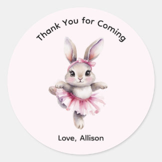 Schattige Watercolor Konijn Ballerina Verjaardag  Ronde Sticker