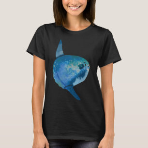 Schattige Watercolor Mola Mola Zonvis - Blauw T-shirt