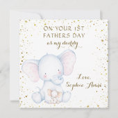 Schattige Watercolor Olifant 1e Vaderdag Notitiekaartje (Voorkant)