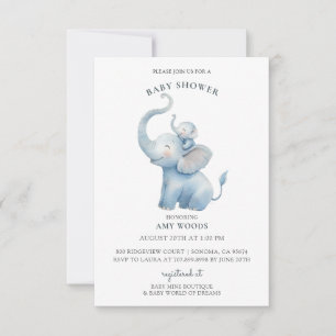 Schattige Watercolor Olifant Baby Shower Kaart