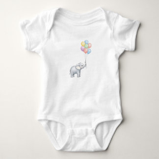 Schattige Watercolor Olifant met Pastel Ballonnen  Romper