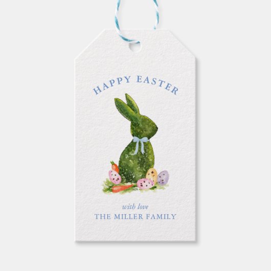 Schattige watercolor paashaas cadeaulabel (Voorkant)
