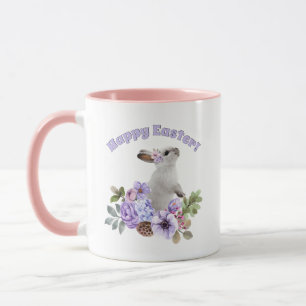 Schattige Watercolor Paashaas met Bloemen Mok
