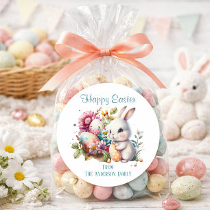 Schattige Watercolor Paashaas Ronde Sticker