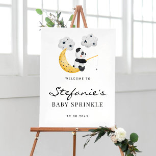 Schattige Watercolor Panda Baby Sprinkle Welkom Poster