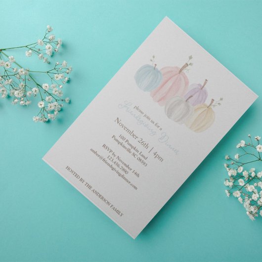 Schattige Watercolor Pastel Pompoenen Thanksgiving Kaart