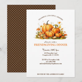 Schattige Watercolor Pompoenen Friendsgiving Thank Kaart