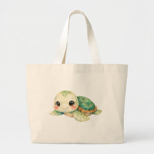 Schattige Watercolor Schildpad  Grote Tote Bag