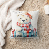 Schattige Watercolor Witte Kerst IJsbeer Kussen (Deken)