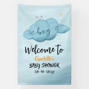 Schattige Watercolor Wolk Jongens Baby Shower Spandoek