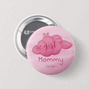 Schattige Watercolor Wolk Meisje Baby Shower Mama- Ronde Button 5,7 Cm