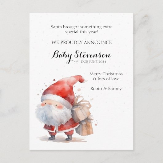 Schattige watercolor zwangerschapsaankondiging Ker Briefkaart (Voorkant)