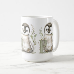Schattige Watercolour Baby Dieren Alfabet Pinguïn Koffiemok